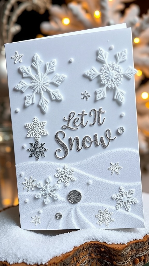 Handmade Christmas card with snowflakes and 